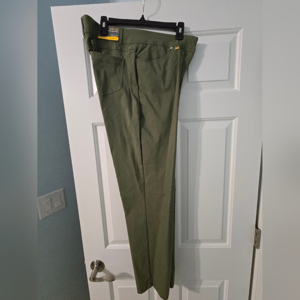 JM Collection Women's Khaki Green Chinos